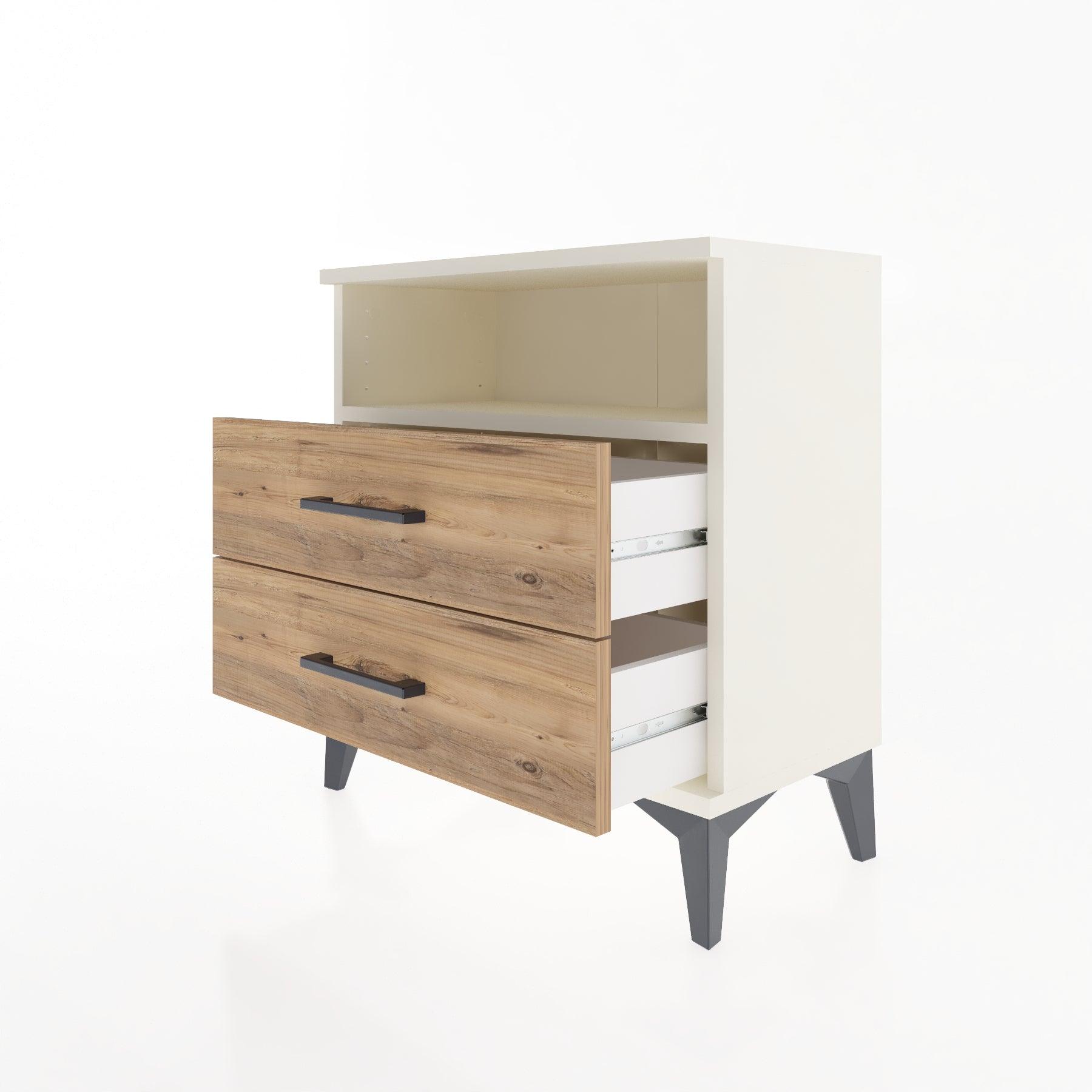 Woodntry Modular Nightstand Moonstone 60x30x52 cm with Drawer and Shelf CR5-1