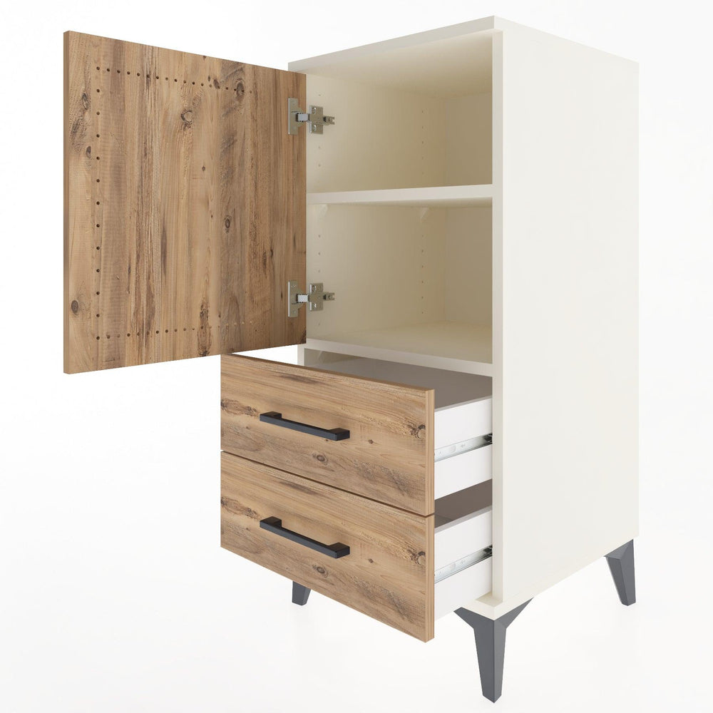 Woodntry Modular Nightstand Moonstone 44x44x84 cm with Cover and Drawer KC27-1