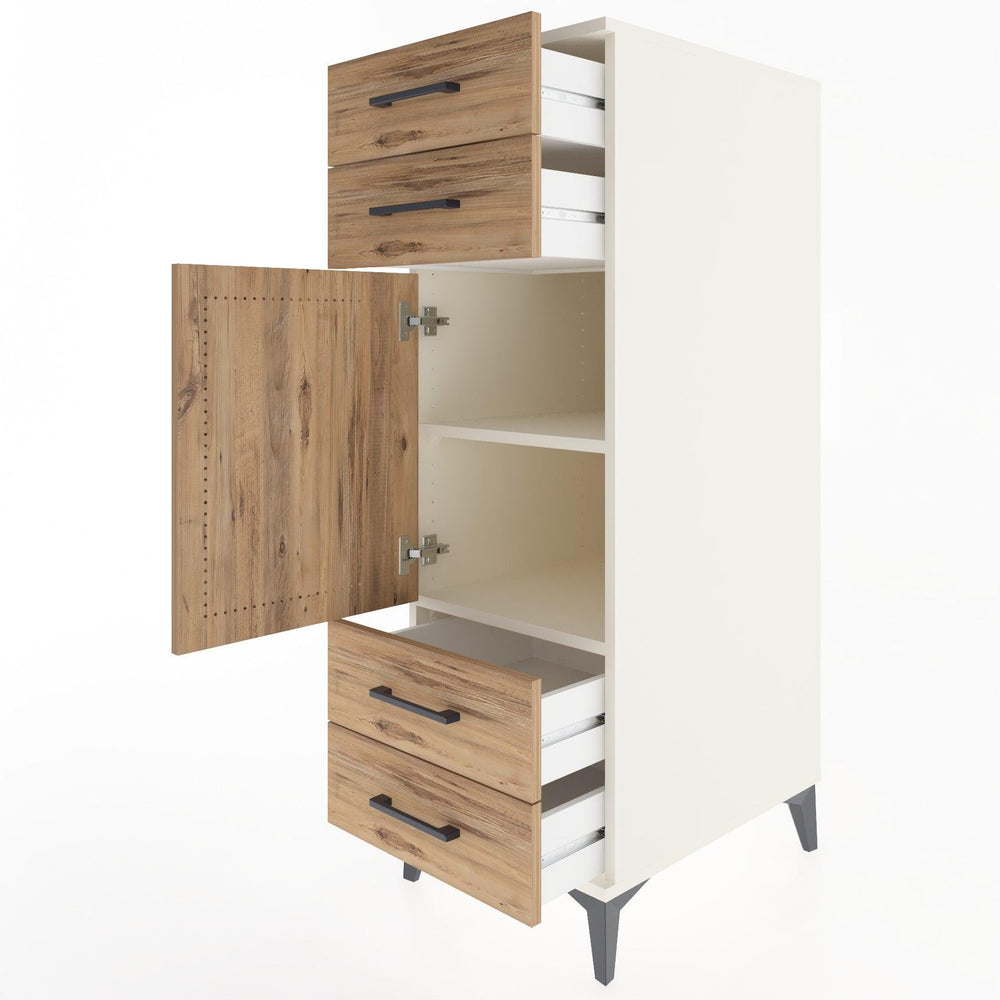 Woodntry Modüler Dolap Aytaşı 44x59x122 cm Kapaklı ve Çekmeceli KC5-1