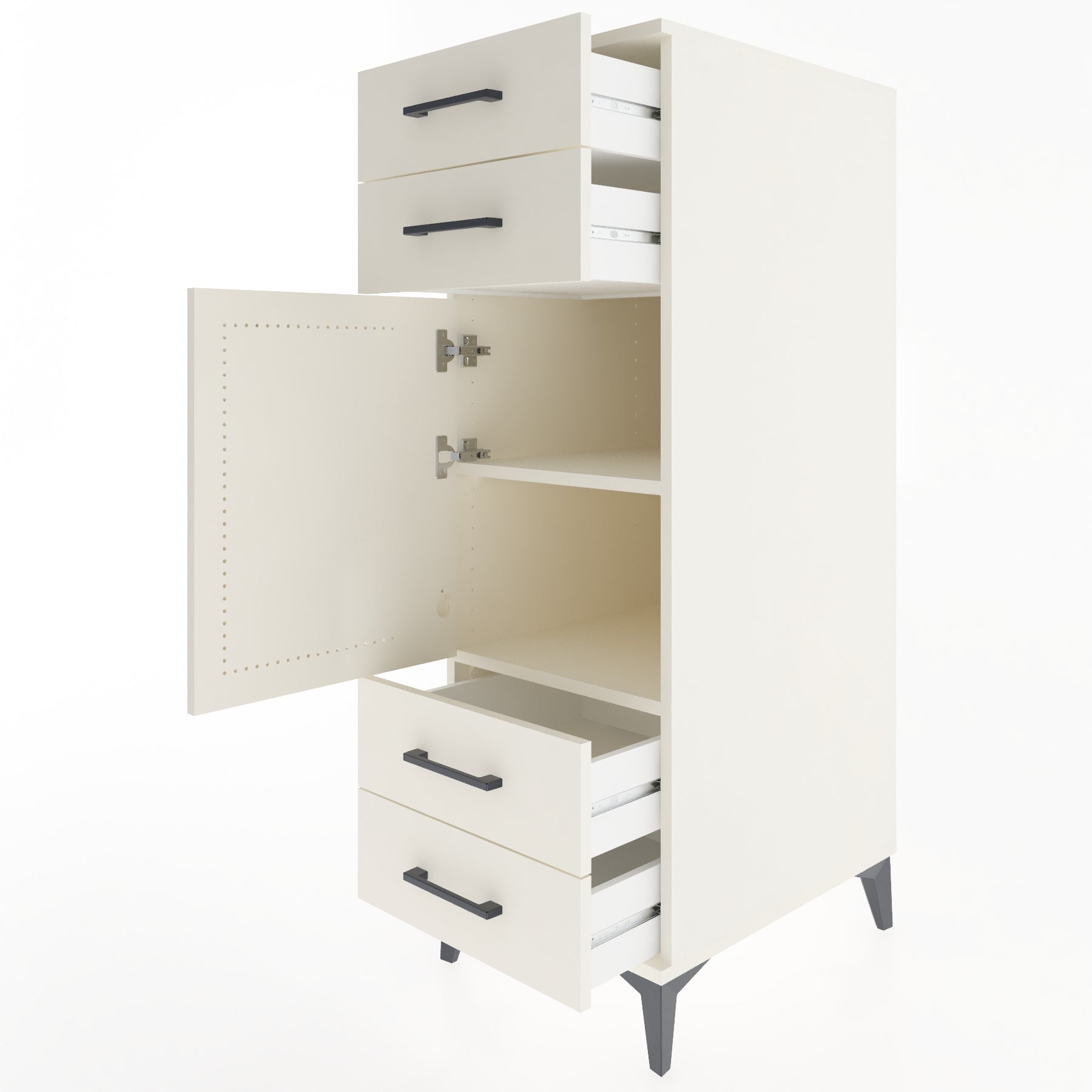 Woodntry Modular Cabinet Moonstone 44x59x122 cm with Doors and Drawers KC55-1