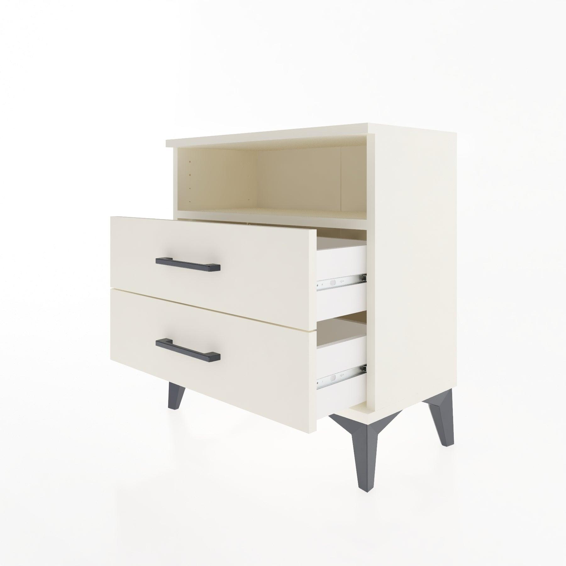Woodntry Modular Nightstand Moonstone 60x30x52 cm with Drawer and Shelf CR5-1