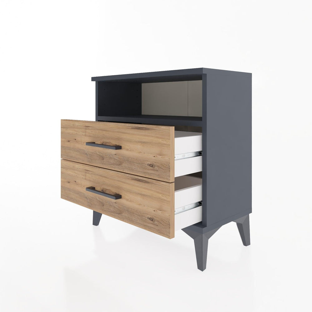 Woodntry Modular Nightstand Anthracite 60x30x52 cm with Drawers and Shelves CR5-2