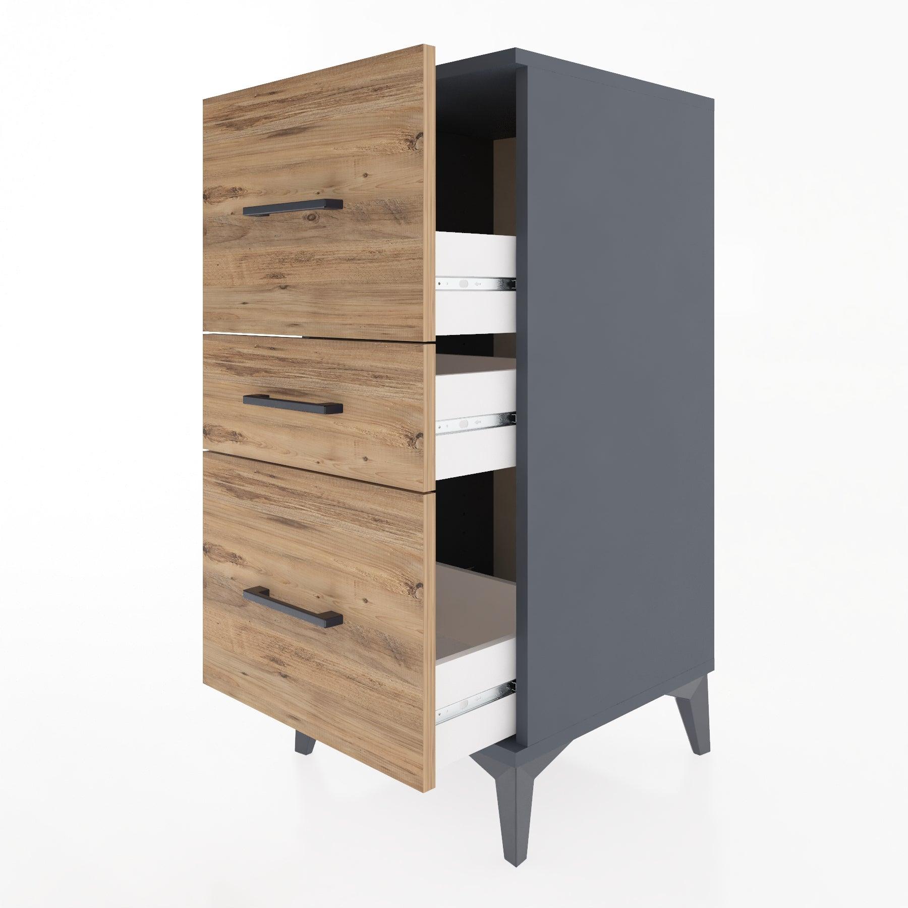 Woodntry Modular Nightstand Anthracite 44x44x84 cm Drawer C5-2