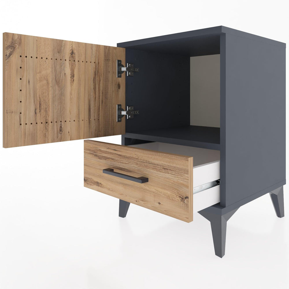 Woodntry Modular Nightstand Anthracite 44x44x52 cm with Cover and Drawer KC5-2