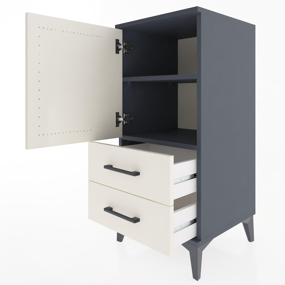 Woodntry Modular Nightstand Anthracite 44x44x84 cm with Cover and Drawer KC27-2
