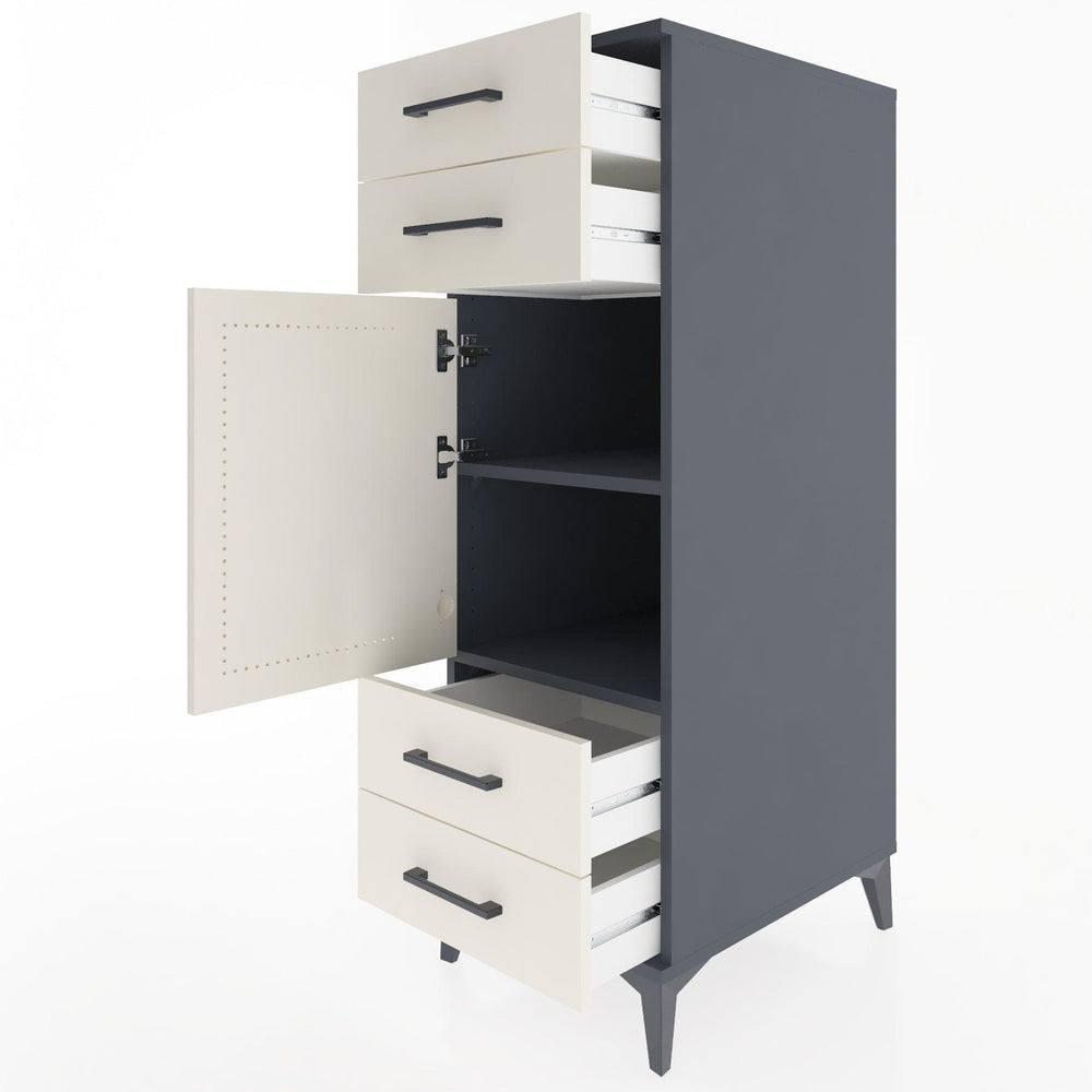 Woodntry Modular Cabinet Anthracite 44x30x122 cm with Doors and Drawers KC55-2