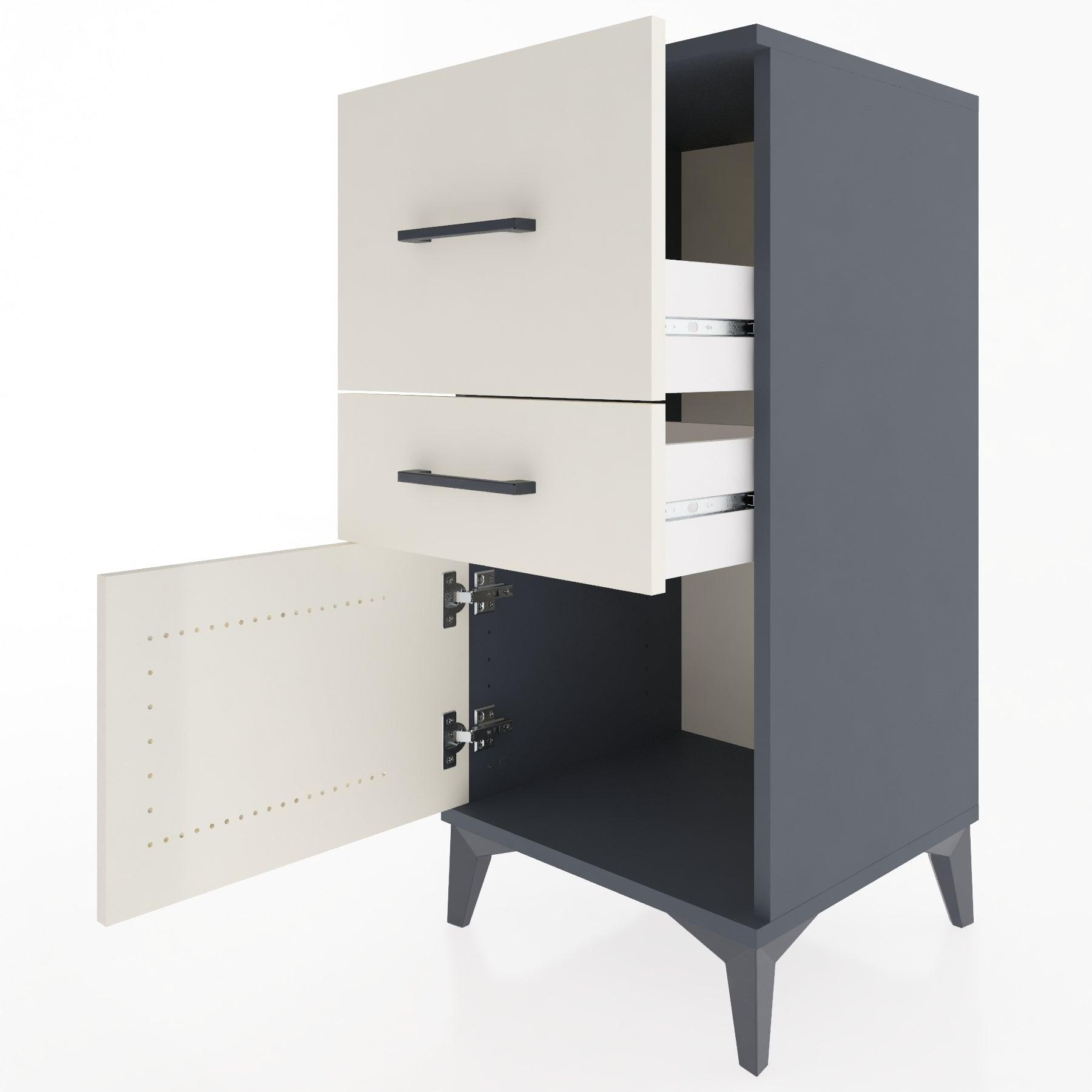 Woodntry Modular Nightstand Anthracite 44x44x84 cm with Cover and Drawer KC49-2