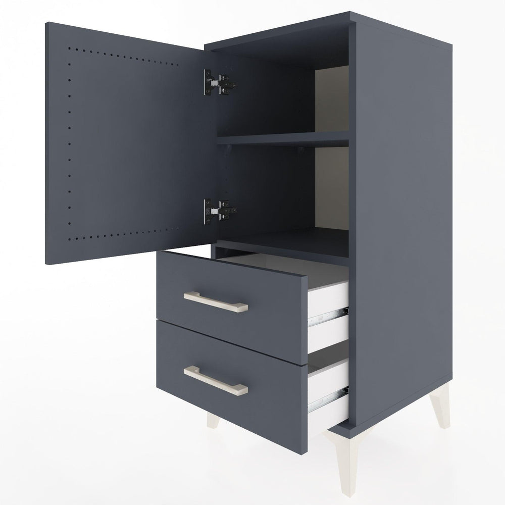 Woodntry Modular Nightstand Anthracite 44x44x84 cm with Cover and Drawer KC27-2