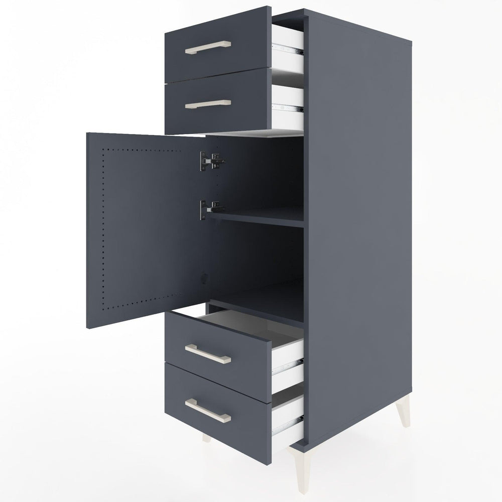 Woodntry Modular Cabinet Anthracite 44x30x122 cm with Doors and Drawers KC55-2