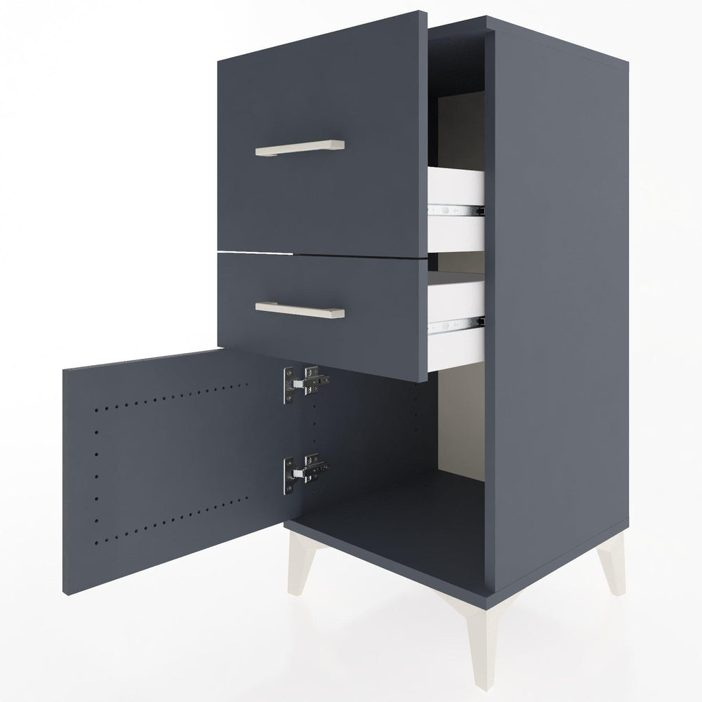 Woodntry Modüler Komodin Antrasit 44x44x84 cm Kapaklı ve Çekmeceli KC49-2