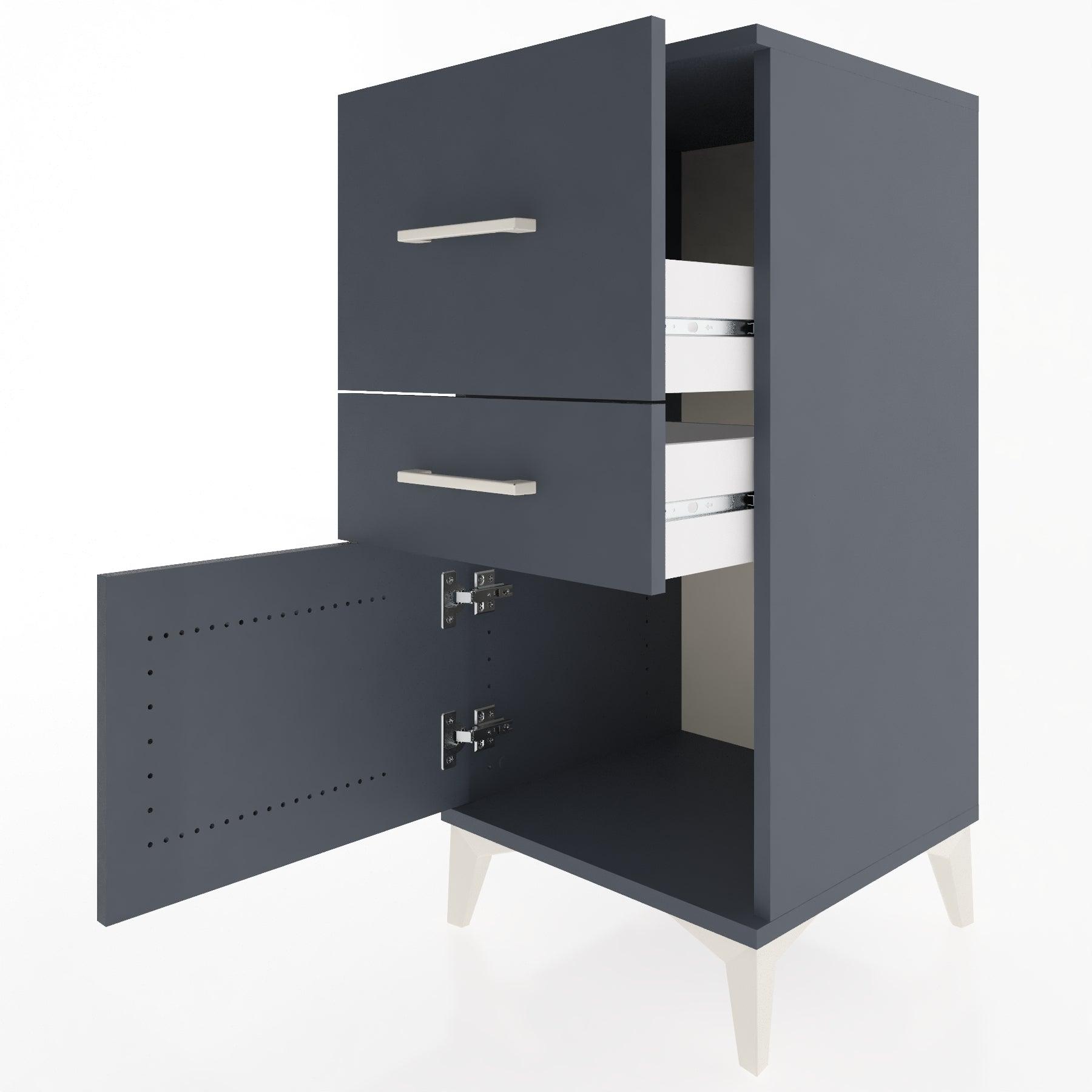Woodntry Modular Nightstand Anthracite 44x44x84 cm with Cover and Drawer KC49-2