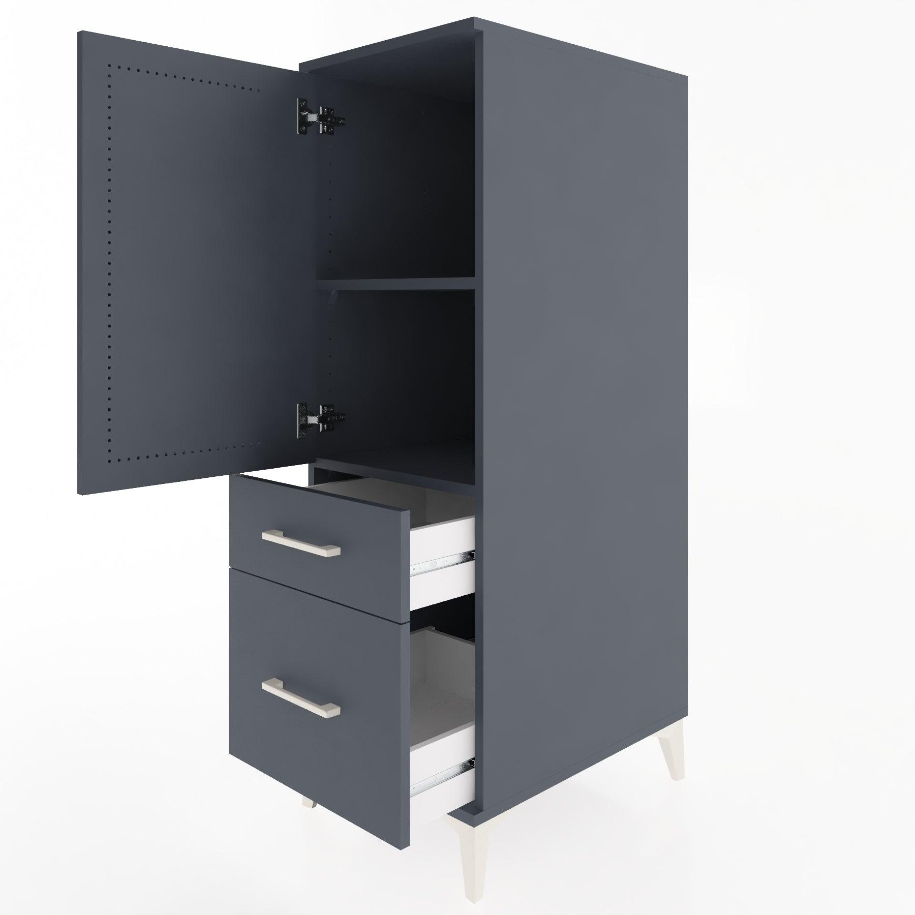Woodntry Modular Cabinet Anthracite 44x30x122 cm with Doors and Drawers KC105-2