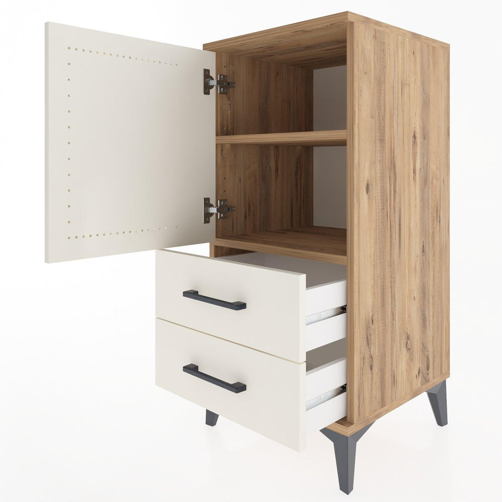 Woodntry Modular Nightstand Pine 44x44x84 cm with Cover and Drawer KC27-3