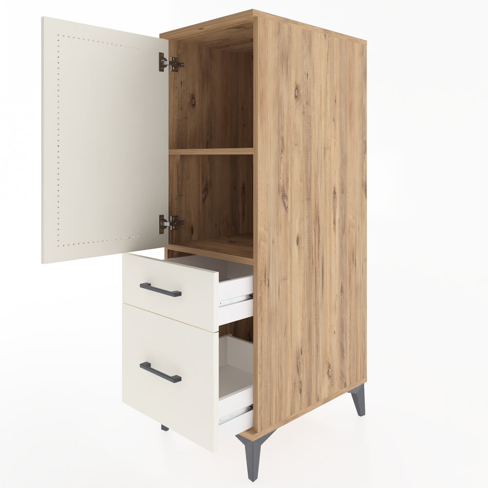 Woodntry Modüler Dolap Çam 44x59x122 cm Kapaklı ve Çekmeceli KC105-3