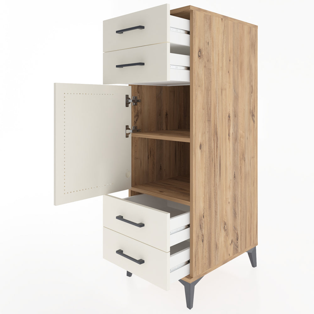 Woodntry Modular Cabinet Pine 44x59x122 cm with Doors and Drawers KC55-3