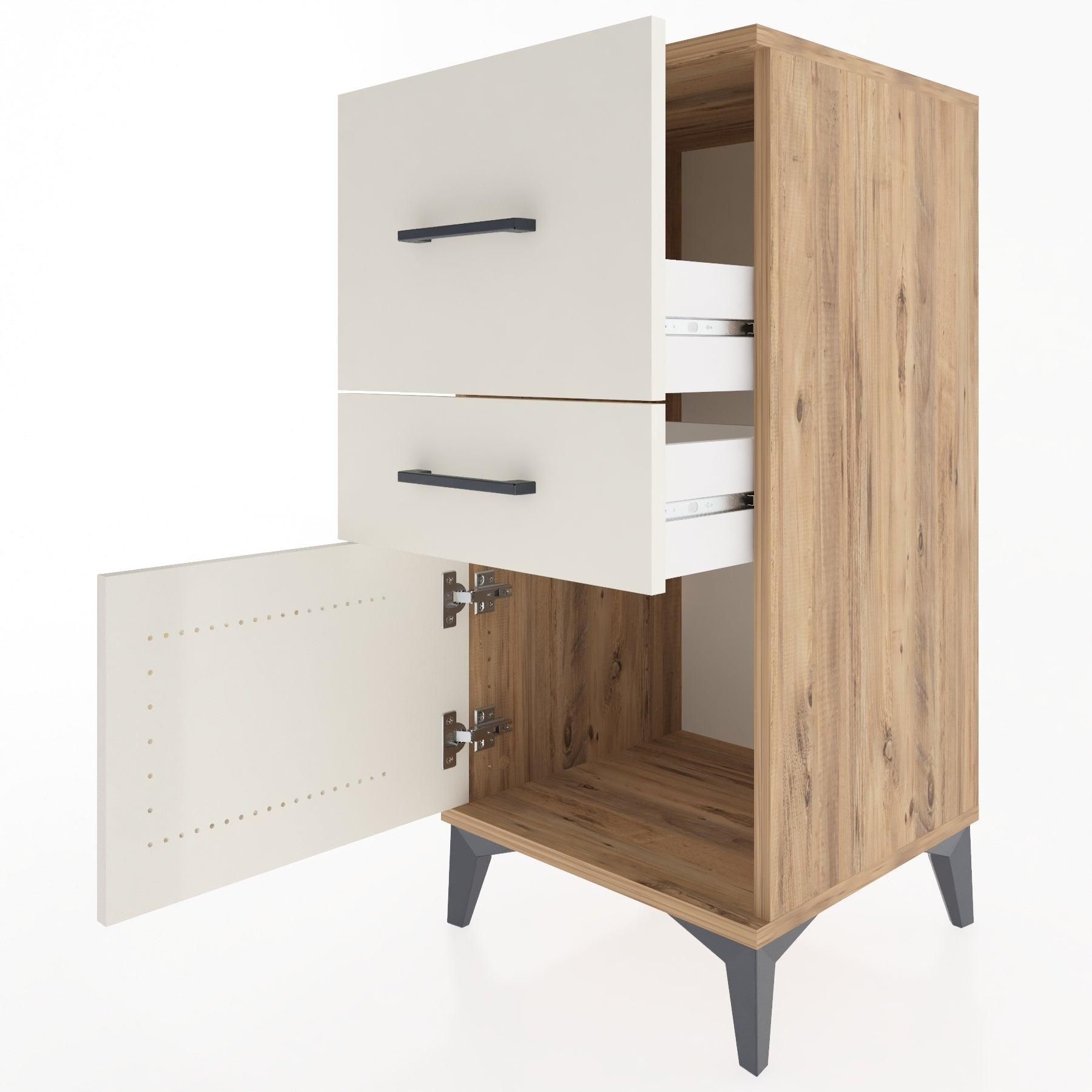 Woodntry Modular Nightstand Pine 44x44x84 cm with Cover and Drawer KC49-3
