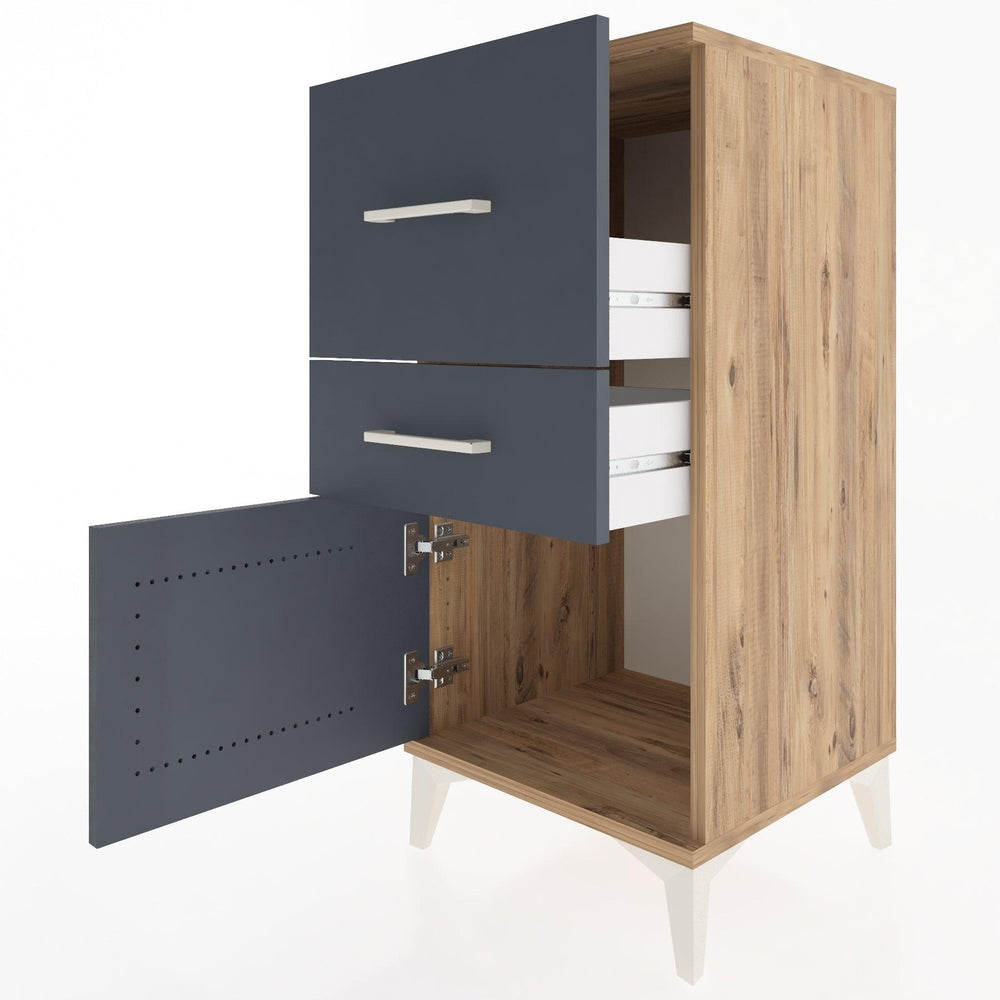 Woodntry Modular Nightstand Pine 44x44x84 cm with Cover and Drawer KC49-3