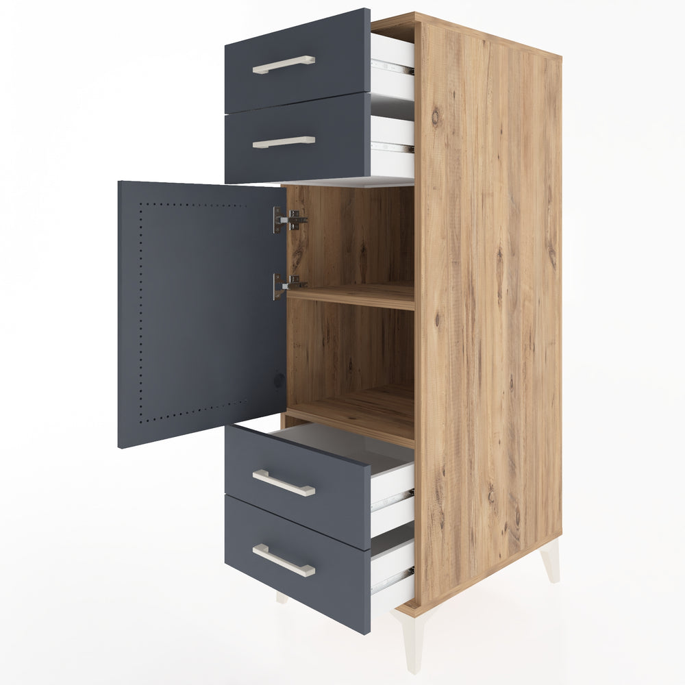 Woodntry Modular Cabinet Pine 44x59x122 cm with Doors and Drawers KC55-3