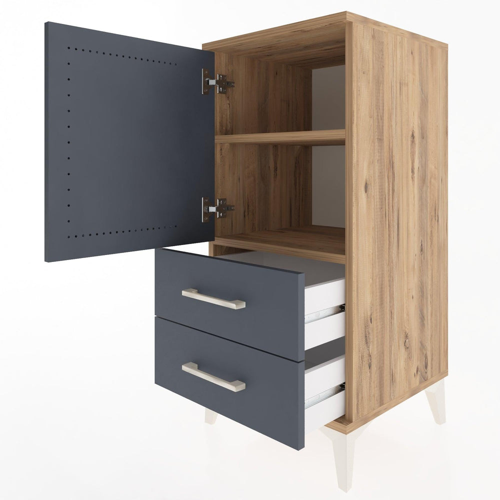 Woodntry Modular Nightstand Pine 44x44x84 cm with Cover and Drawer KC27-3