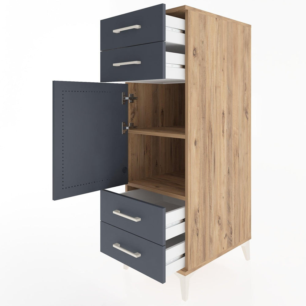 Woodntry Modular Cabinet Pine 44x30x122 cm with Doors and Drawers KC55-3