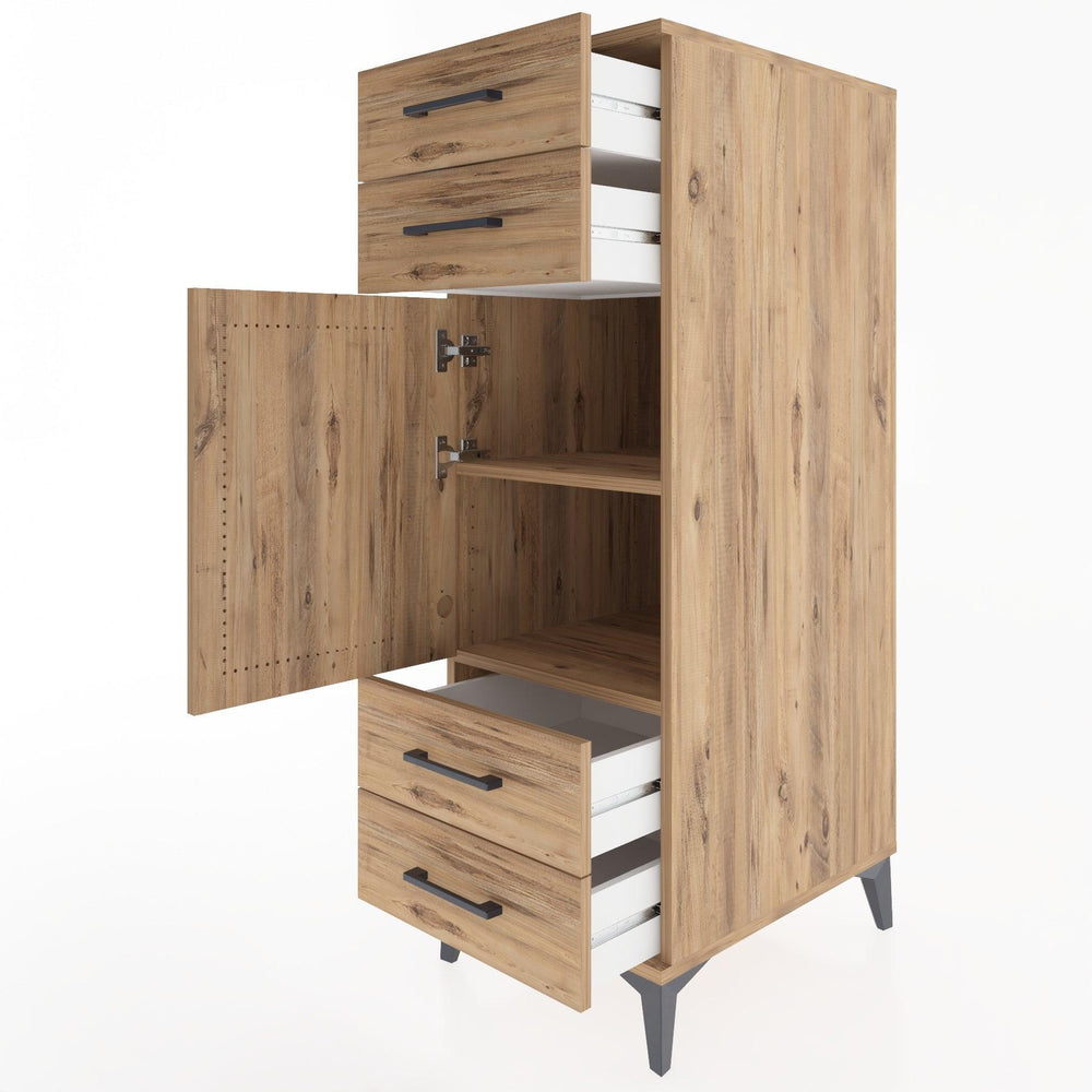 Woodntry Modular Cabinet Pine 44x30x122 cm with Doors and Drawers KC55-3
