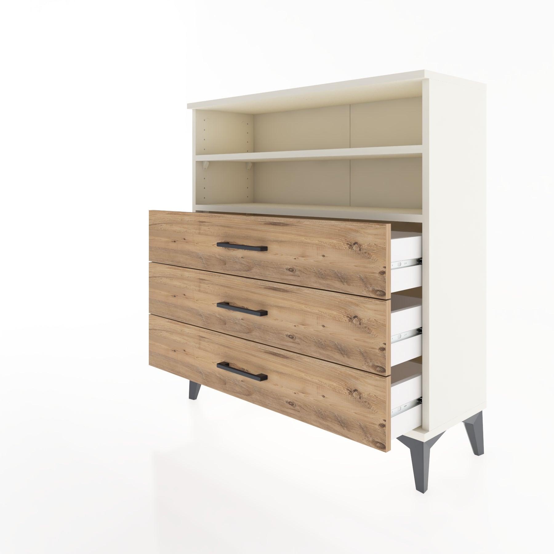 Woodntry Modular Dresser Moonstone 88x30x84 cm with Drawers and Shelves CR6-1