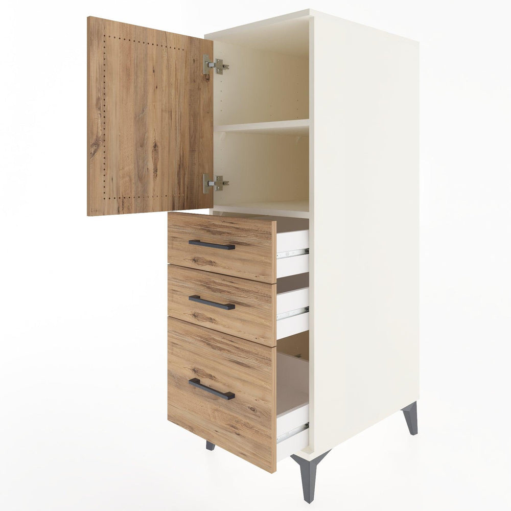 Woodntry Modüler Dolap Aytaşı 44x30x122 cm Kapaklı ve Çekmeceli KC6-1