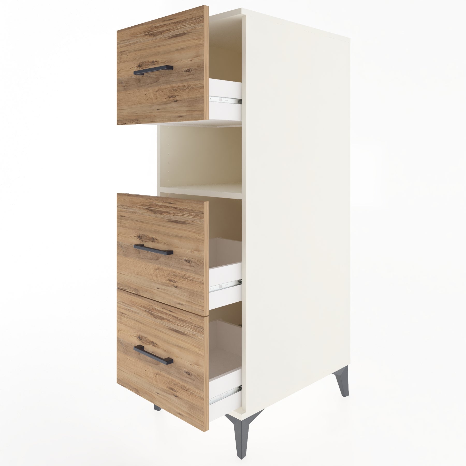 Woodntry Modular Cabinet Moonstone 44x59x122 cm with Drawers and Shelves CR106-1