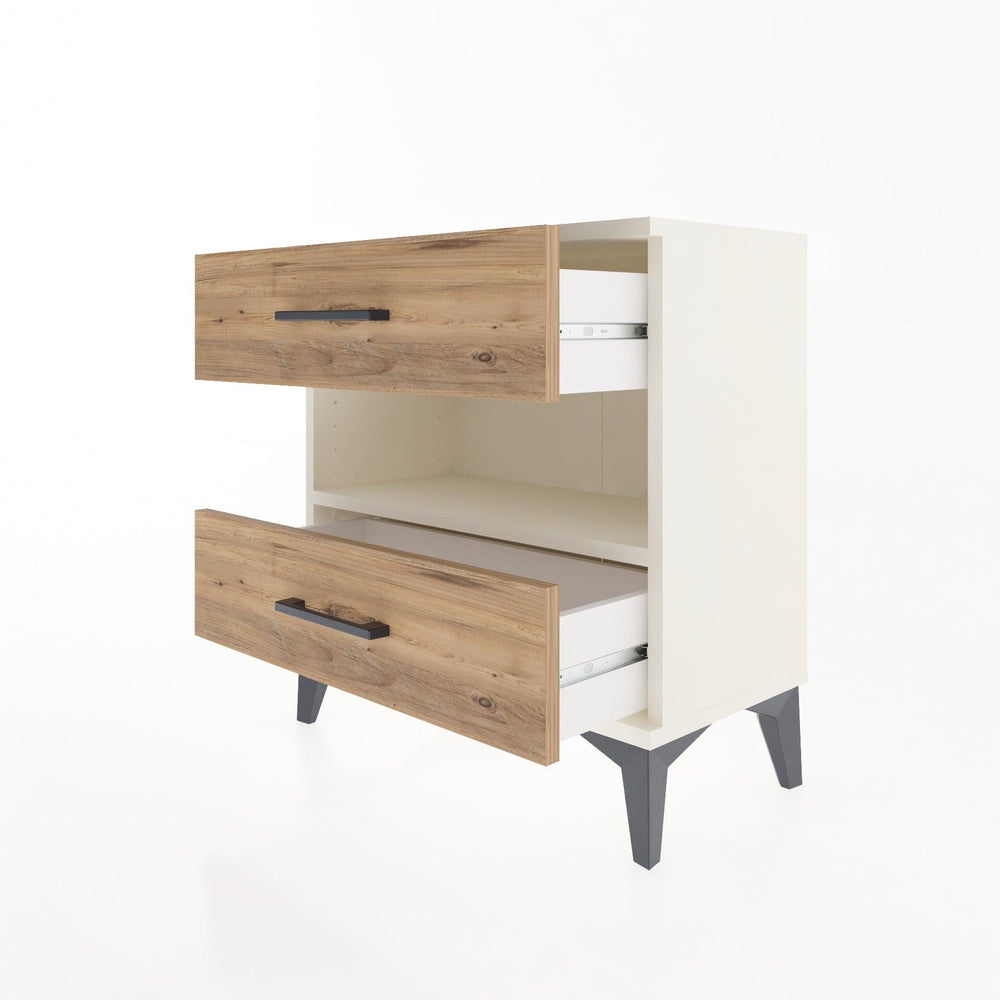 Woodntry Modular Nightstand Moonstone 60x30x52 cm with Drawer and Shelf CR6-1