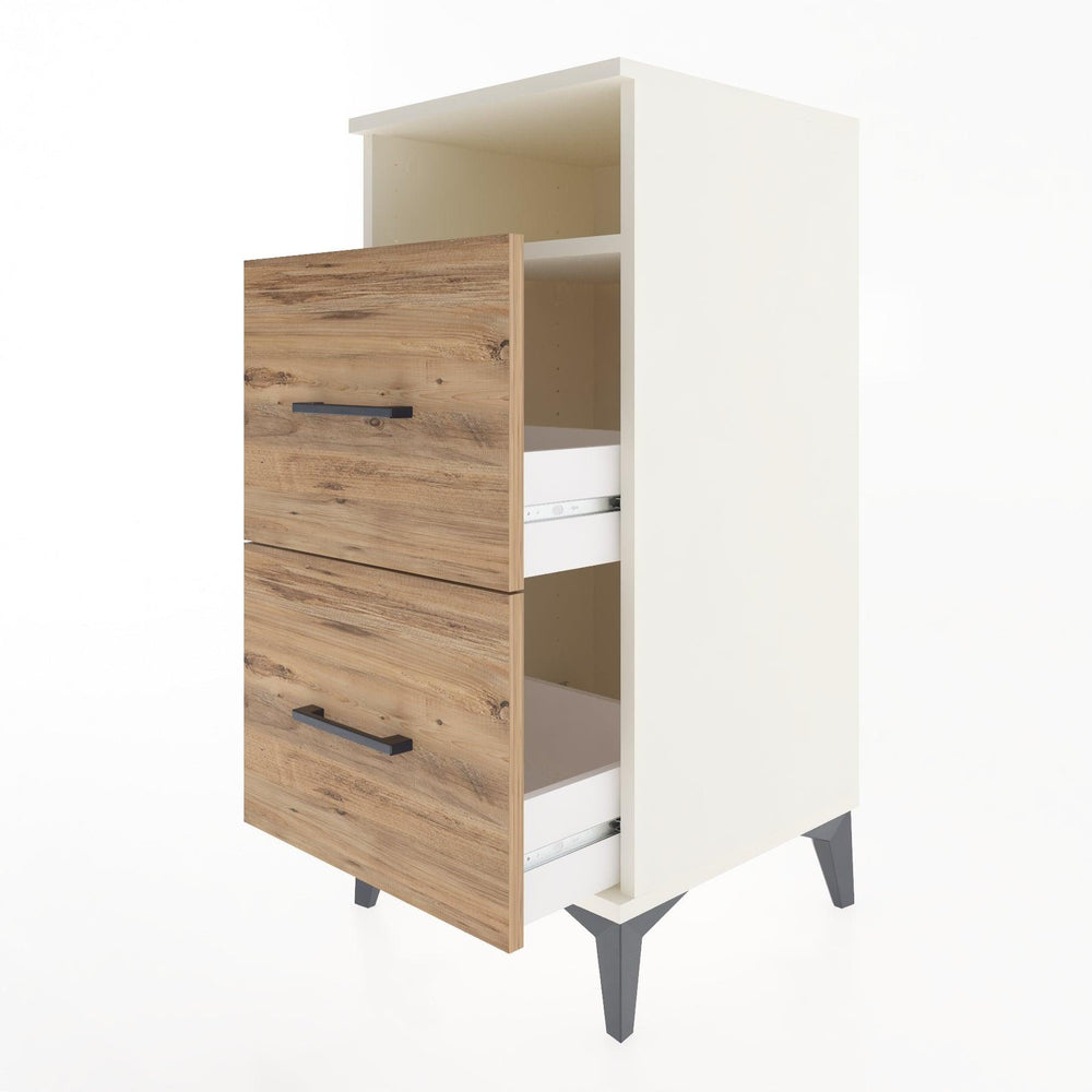 Woodntry Modular Nightstand Moonstone 44x44x84 cm with Drawer and Shelf CR6-1