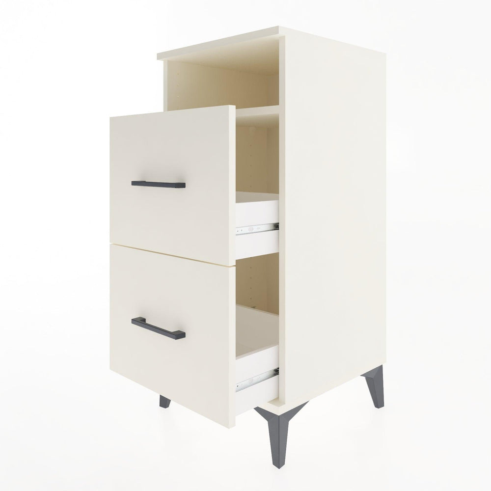 Woodntry Modular Nightstand Moonstone 44x44x84 cm with Drawer and Shelf CR6-1