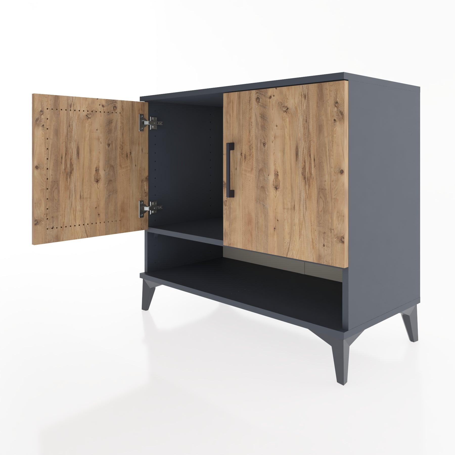 Woodntry Modüler Şifonyer Antrasit 88x44x68 cm Kapaklı ve Raflı KR6-2