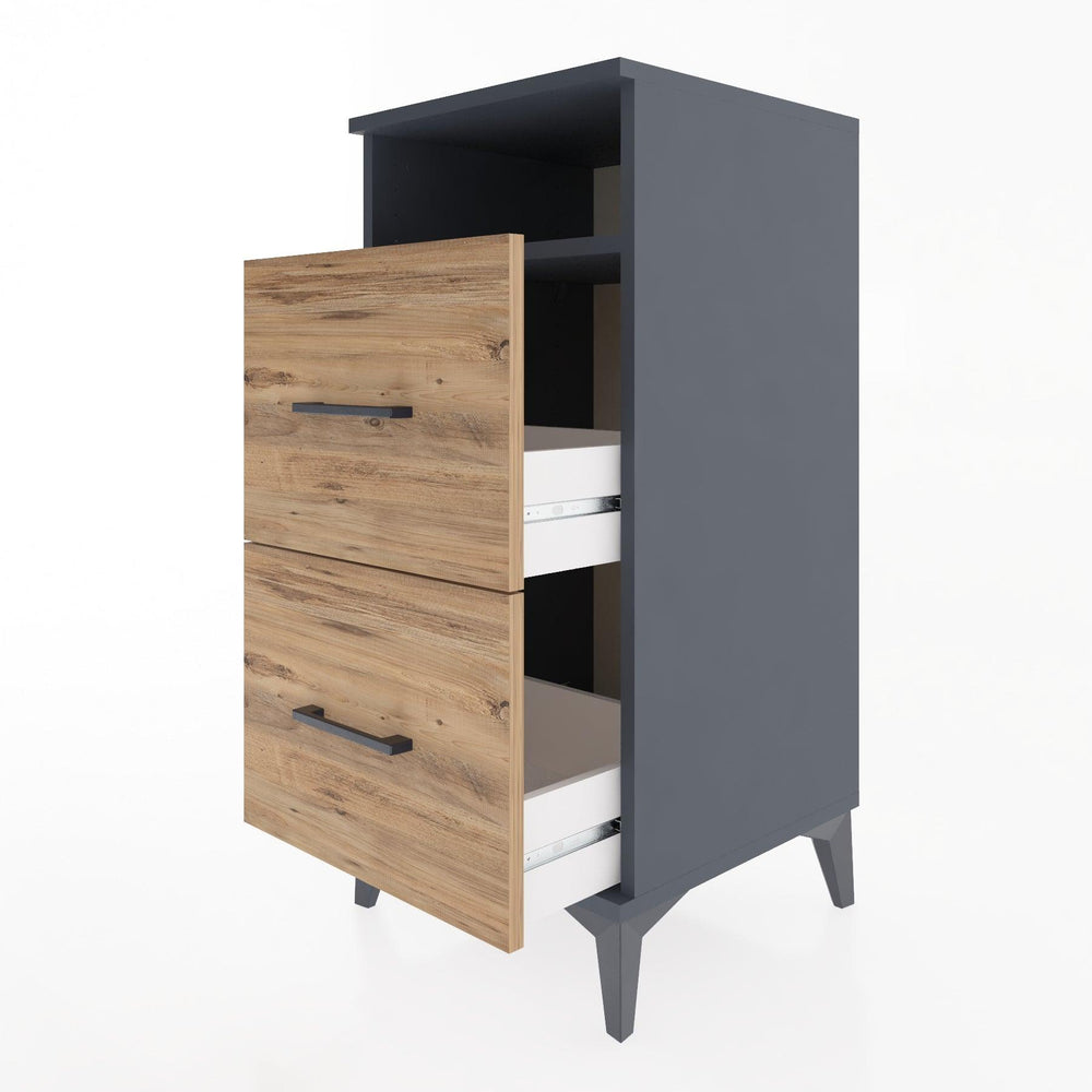 Woodntry Modular Nightstand Anthracite 44x44x84 cm with Drawers and Shelves CR6-2