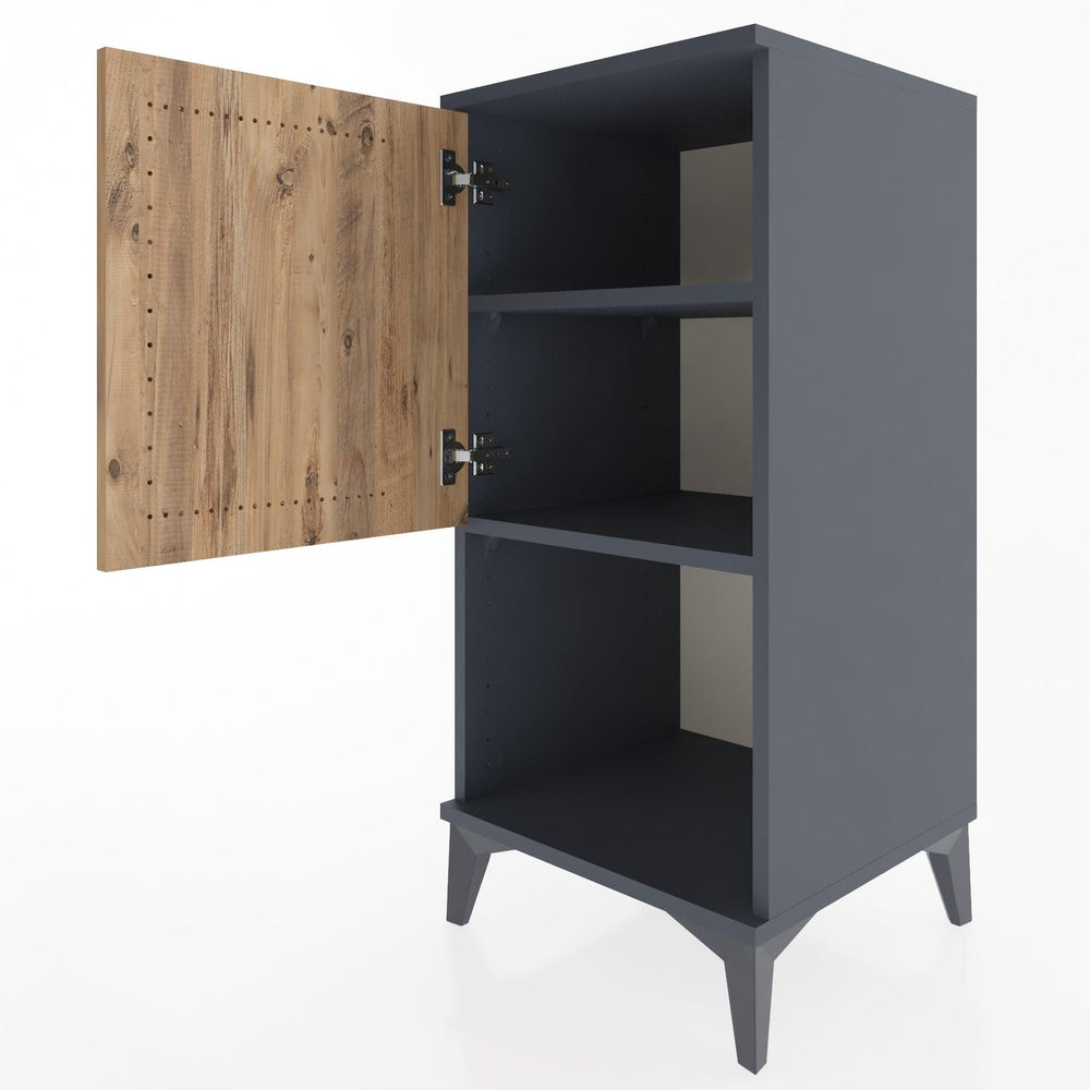 Woodntry Modular Nightstand Anthracite 44x44x84 cm with Cover and Shelf KR28-2
