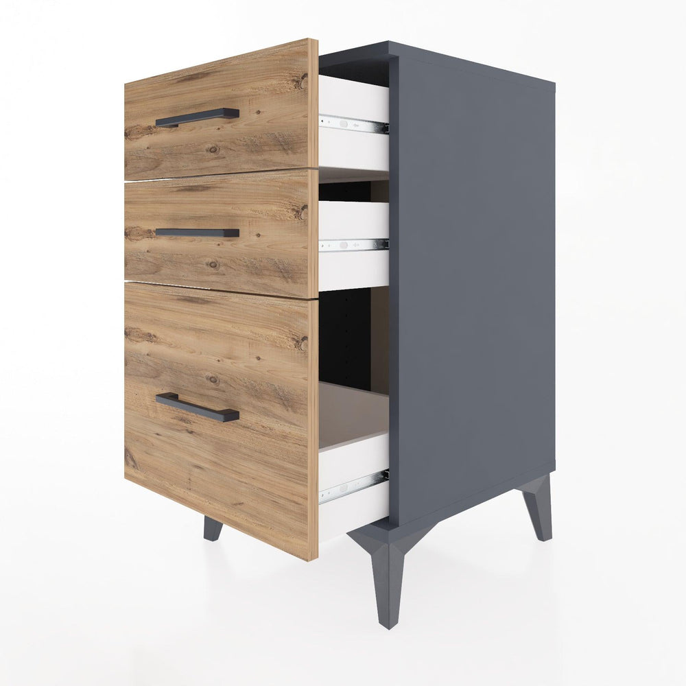 Woodntry Modüler Komodin Antrasit 44x44x68 cm Çekmeceli C6-2