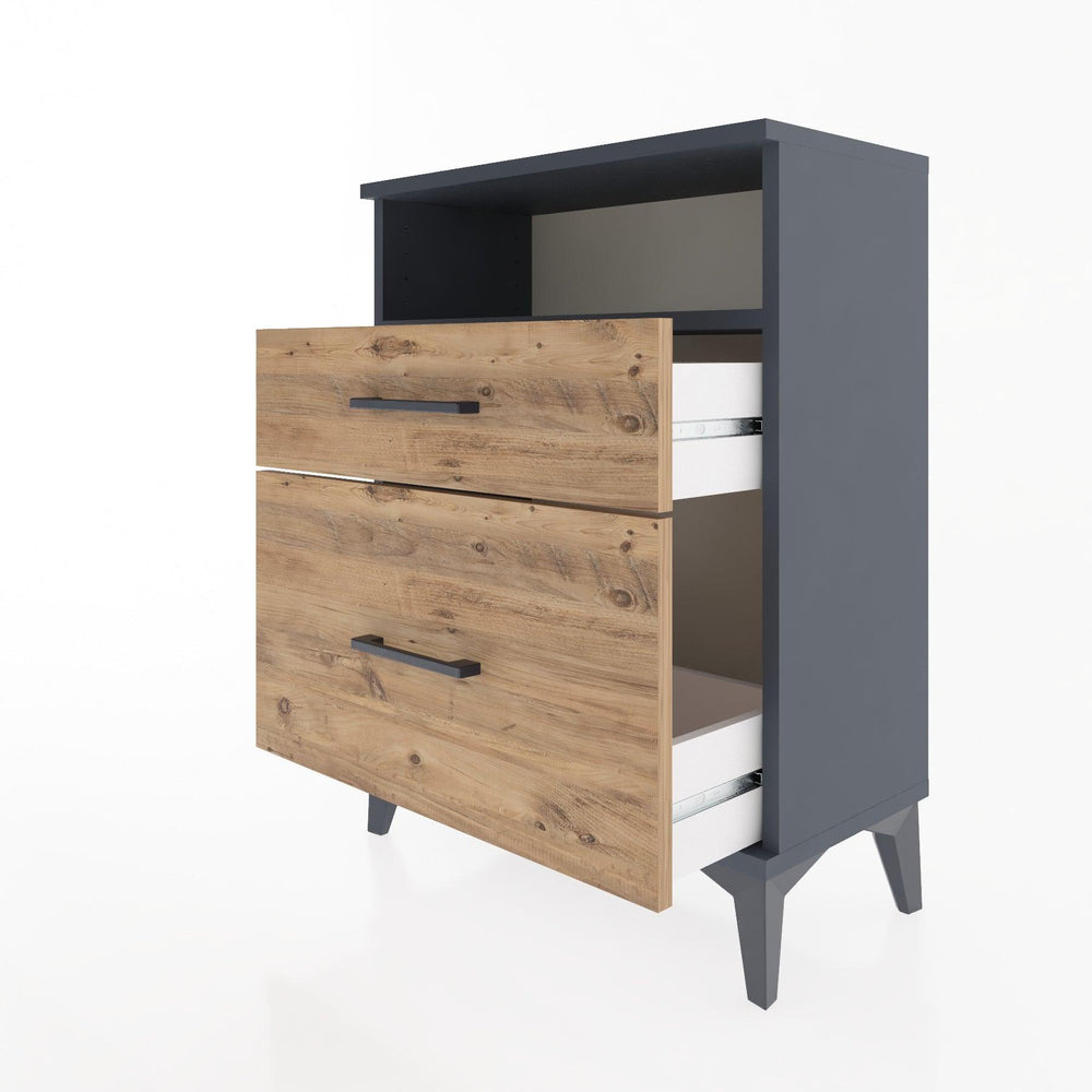 Woodntry Modular Nightstand Anthracite 60x30x68 cm with Drawer and Shelf CR6-2