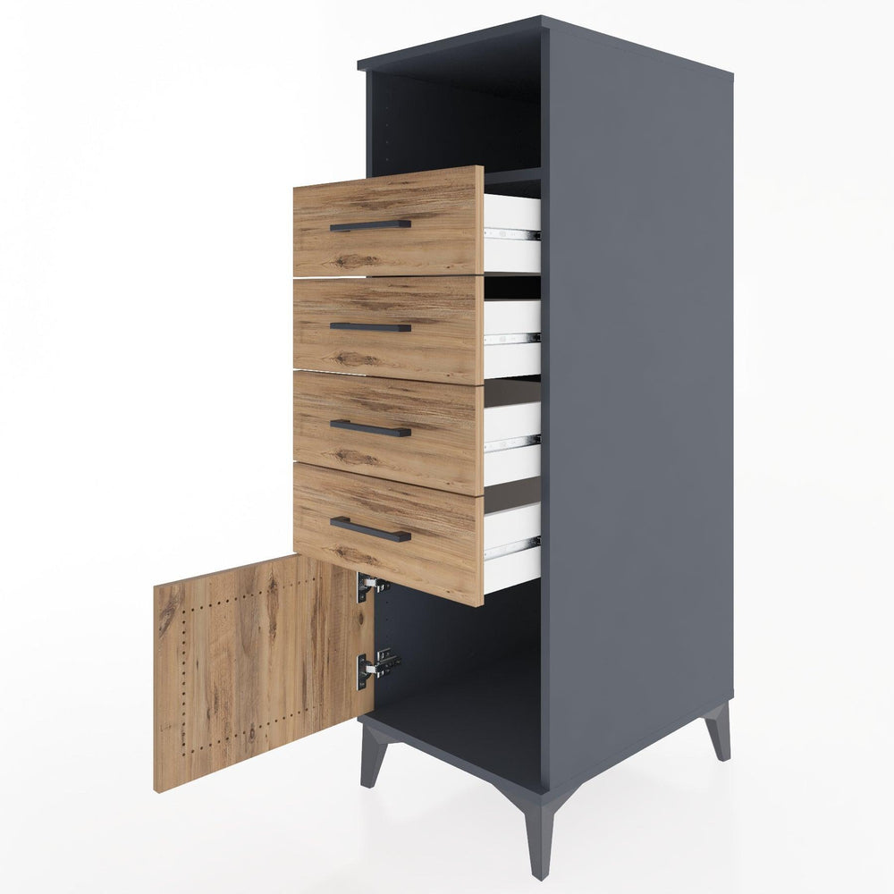 Woodntry Modüler Dolap Antrasit 44x30x122 cm Fonksiyonel F56-2