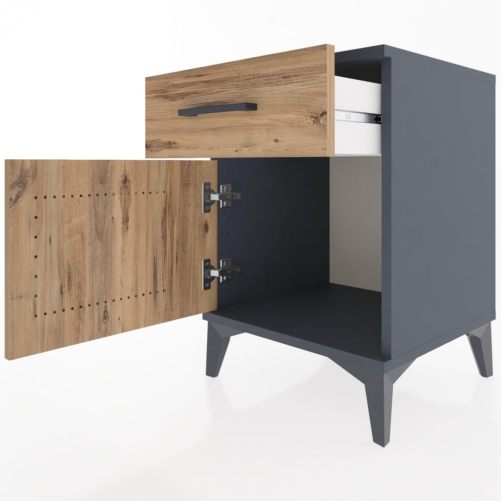 Woodntry Modular Nightstand Anthracite 44x44x52 cm with Cover and Drawer KC6-2