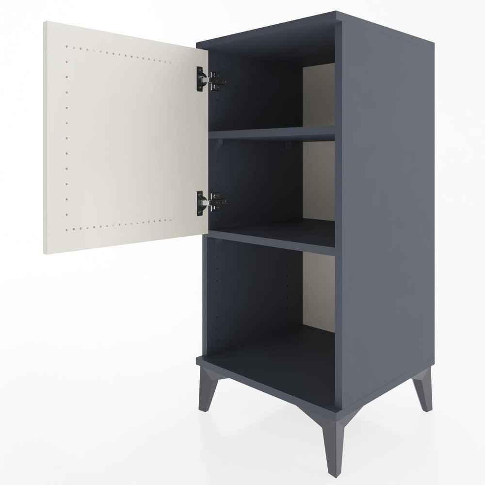 Woodntry Modular Nightstand Anthracite 44x44x84 cm with Cover and Shelf KR28-2
