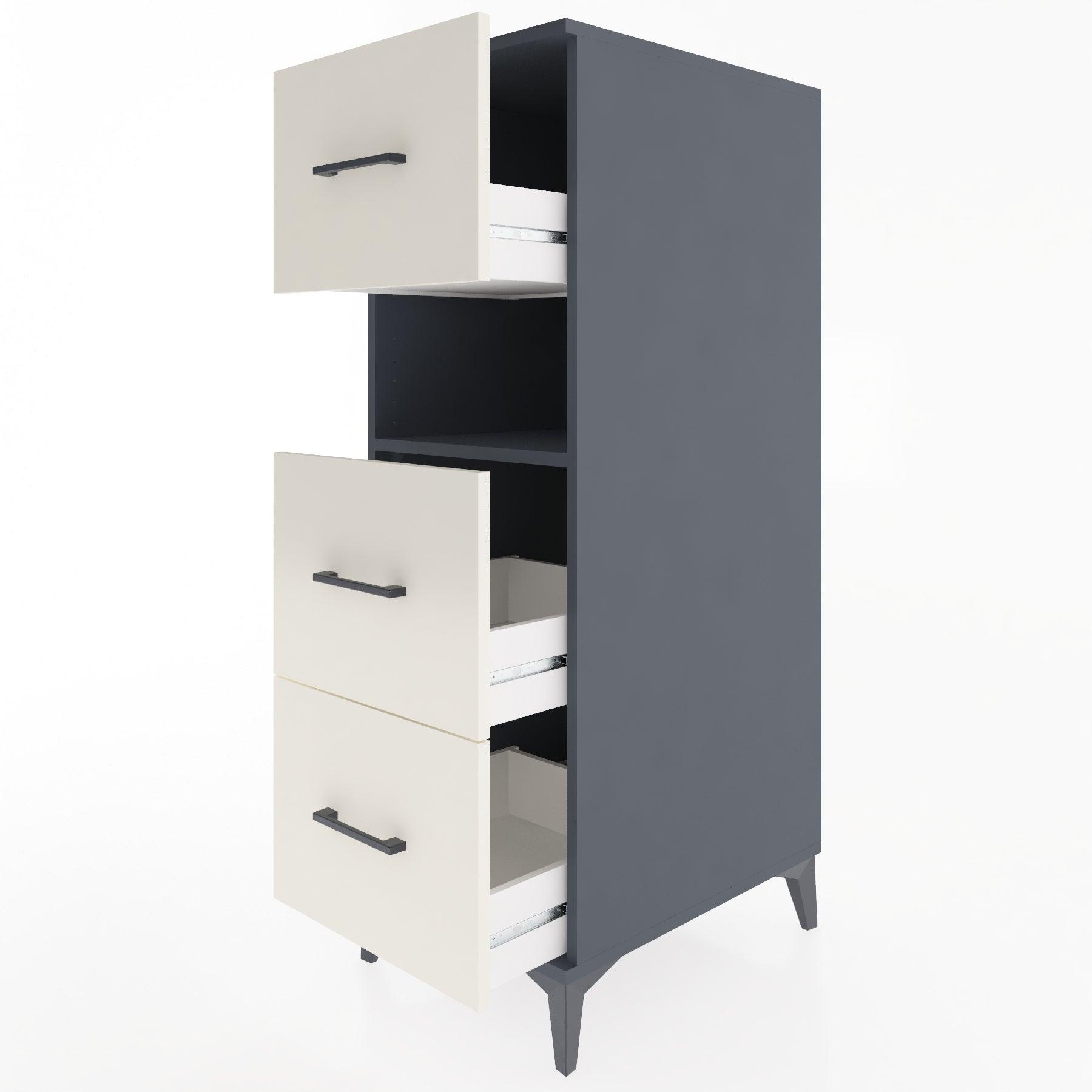 Woodntry Modular Cabinet Anthracite 44x30x122 cm with Drawers and Shelves CR106-2