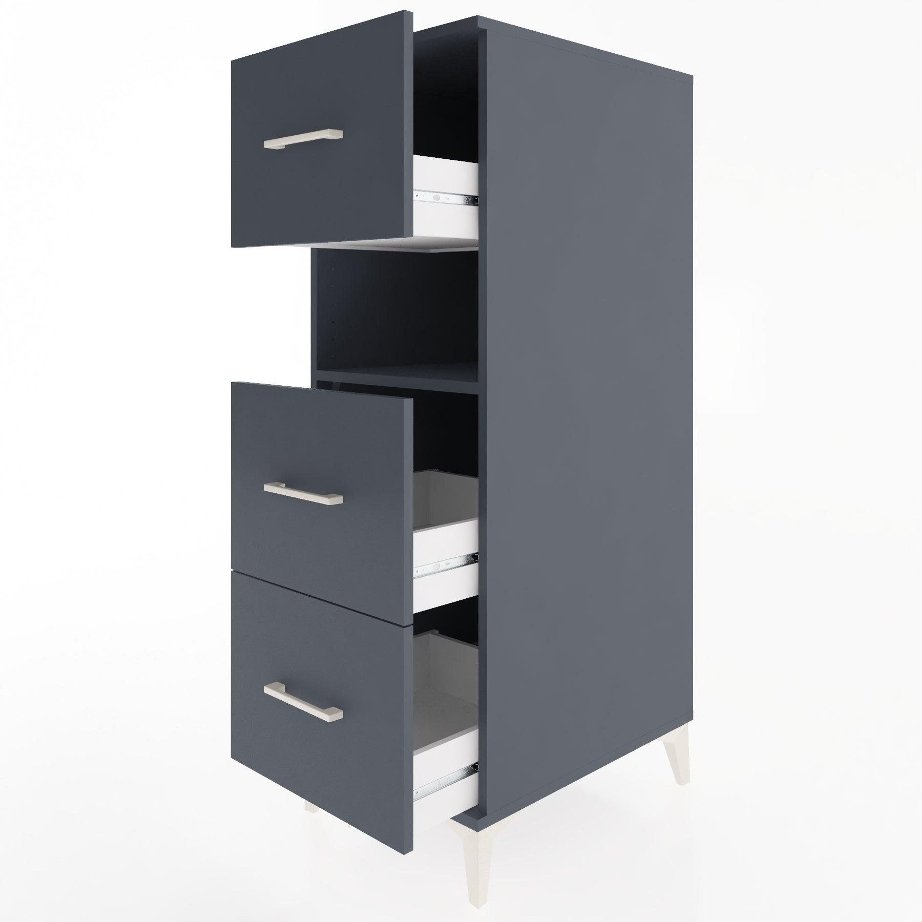 Woodntry Modular Cabinet Anthracite 44x30x122 cm with Drawers and Shelves CR106-2