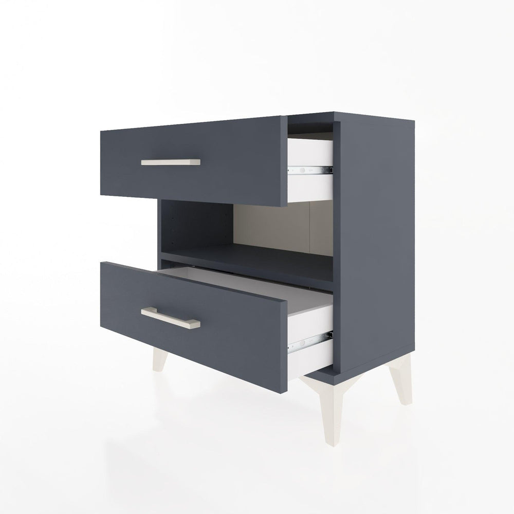 Woodntry Modular Nightstand Anthracite 60x30x52 cm with Drawers and Shelves CR6-2