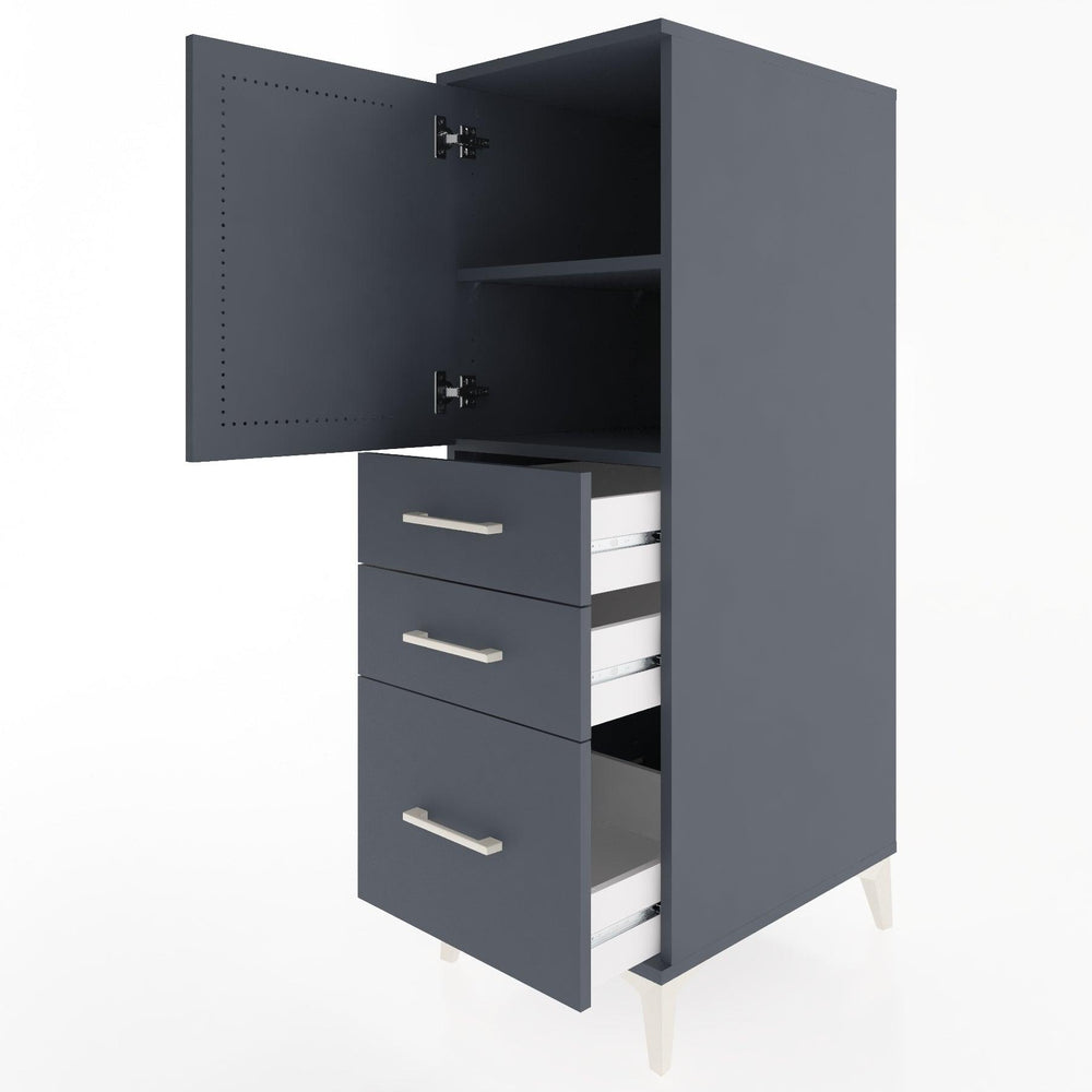 Woodntry Modüler Dolap Antrasit 44x30x122 cm Kapaklı ve Çekmeceli KC6-2