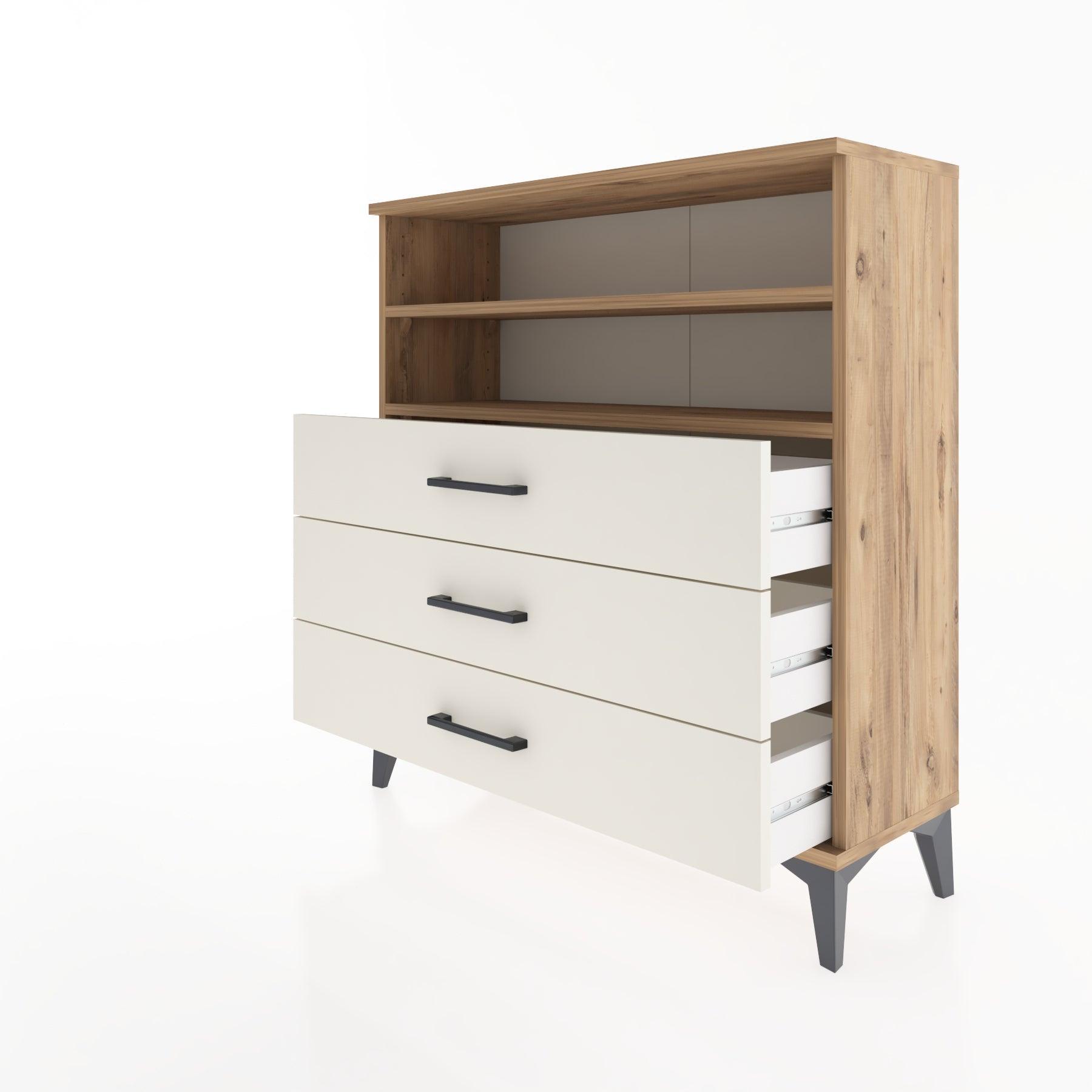 Woodntry Modular Dresser Pine 88x30x84 cm with Drawers and Shelves CR6-3