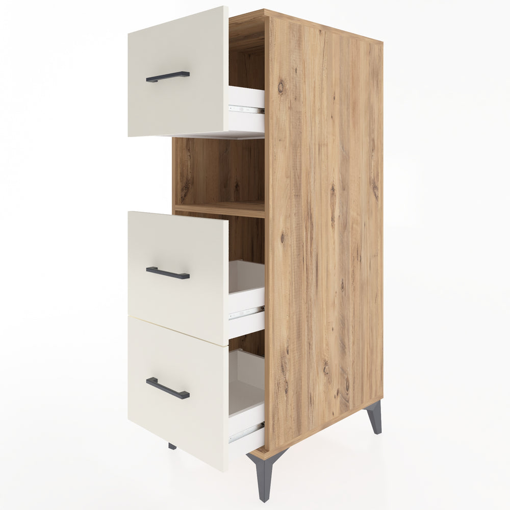 Woodntry Modüler Dolap Çam 44x59x122 cm Çekmeceli ve Raflı CR106-3