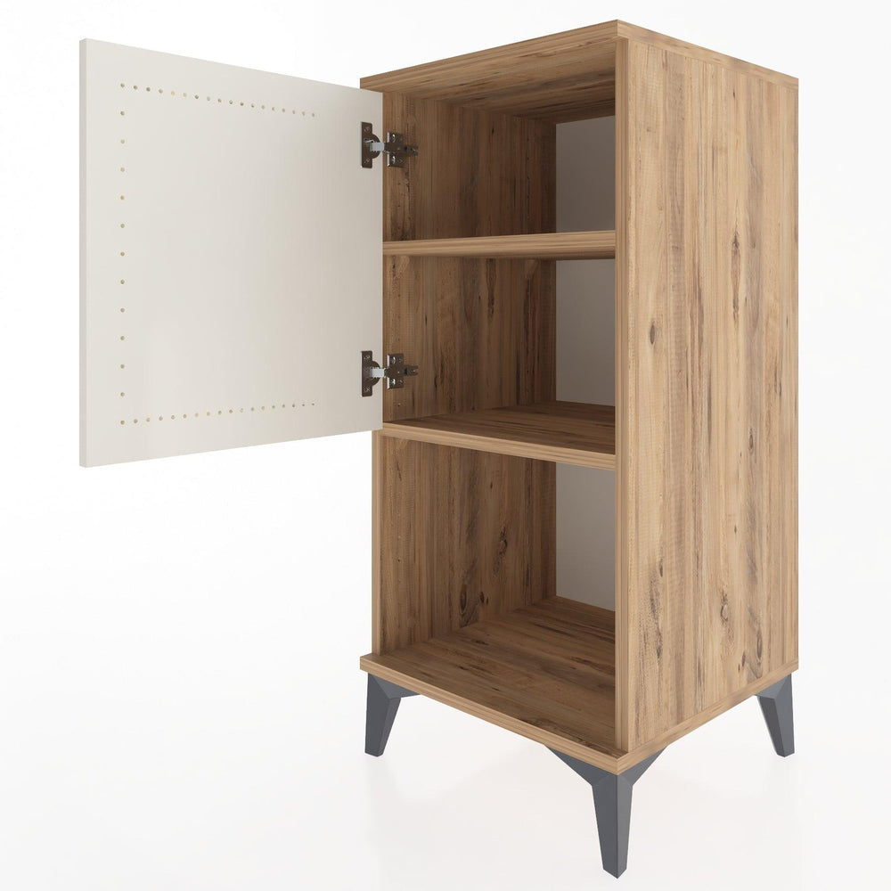 Woodntry Modüler Komodin Çam 44x44x84 cm Kapaklı ve Raflı KR28-3