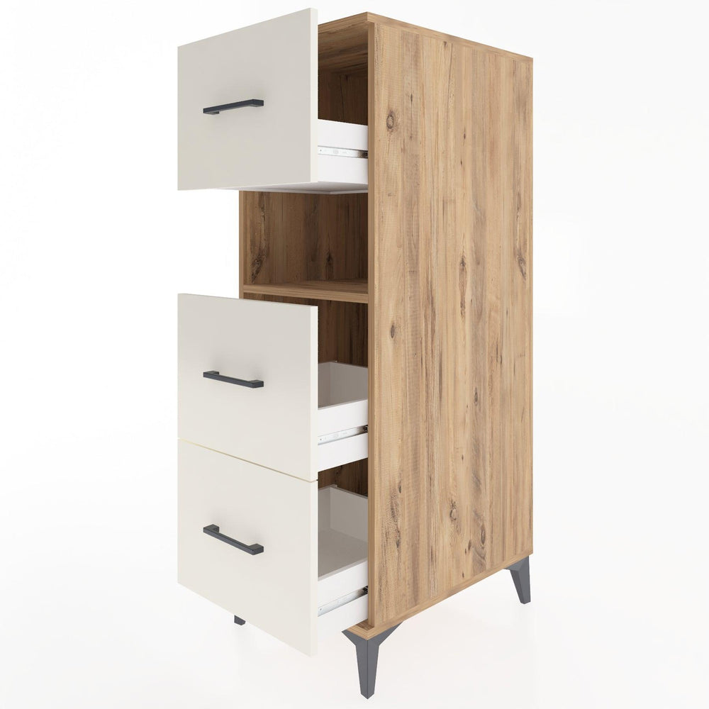 Woodntry Modüler Dolap Çam 44x30x122 cm Çekmeceli ve Raflı CR106-3