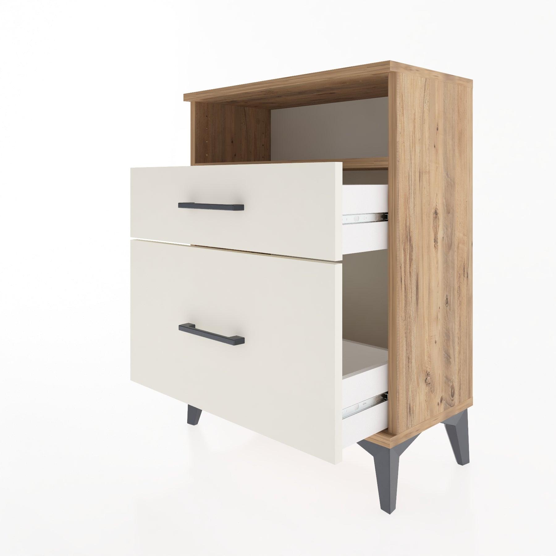 Woodntry Modular Nightstand Pine 60x30x68 cm with Drawers and Shelves CR6-3