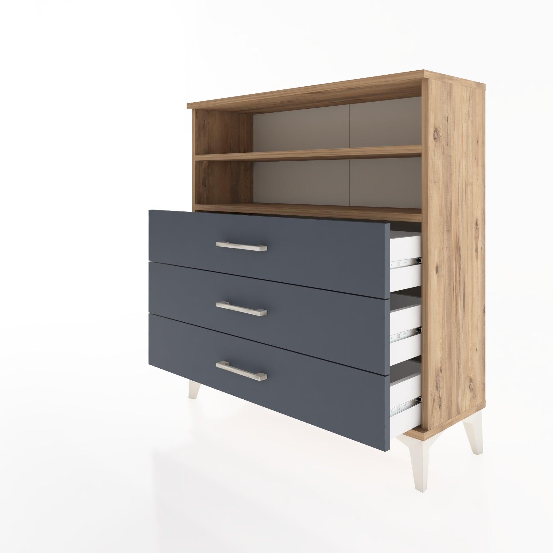 Woodntry Modular Dresser Pine 88x30x84 cm with Drawers and Shelves CR6-3