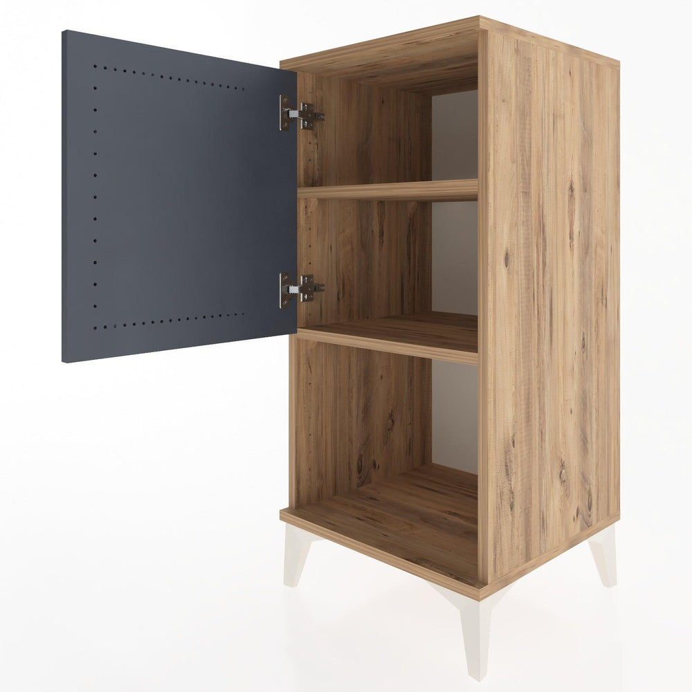 Woodntry Modüler Komodin Çam 44x44x84 cm Kapaklı ve Raflı KR28-3